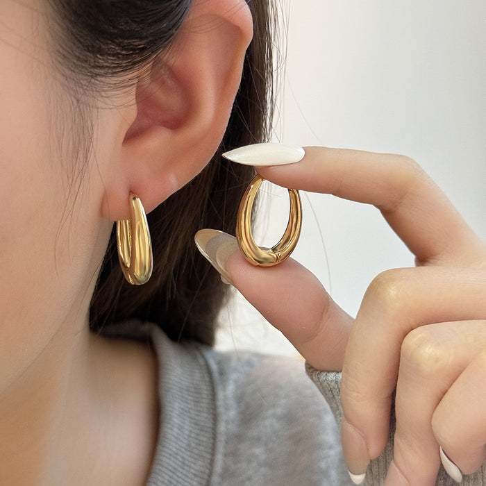 Gold and Silver Irregular Rounded Open Hoop Earrings