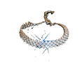 Silver Tone Wide Lattice Crystal Slider Bracelet With Multiple Rows view 5