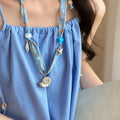 Coastal Beaded Scarf Necklace with Shell and Starfish Pendants in Eight Styles view 7
