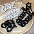 Speckled Acrylic Chain Link Earrings Necklace Black White 4 Styles view 3