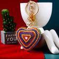 Jeweled Fortune Heart Keychains in Sixteen Solid and Striped Color Options view 12