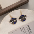 Black Blue and Pink Butterfly Moon Long Hook Earrings view 3