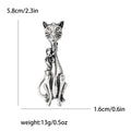Tall Sitting Cat Brooch in Antique Gold or Silver Tone view 6