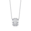 Silver Tone Rectangular Pave Crystal Pendant Necklace view 2