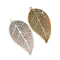 Large Filigree Leaf Metal Pendants in Two Antique Finishes view 5
