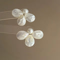White Floral Pearl and Shell Statement Earrings Assortment view 3