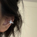 Silver-Tone Crystal Cross Ear Cuff Decorative Jewelry Accessory view 1