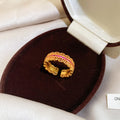 Gold Open Adjustable Rings Floral Pink And Gem Styles view 11