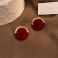 Red Velvet Geometric Stud Earrings in Seven Shapes view 10