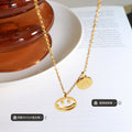 Smiley Face Good Luck Disc Pendant Necklace Three Tones view 2