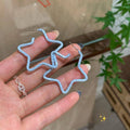 Painted Star Hoop Earrings in Four Pastel Colorways view 9
