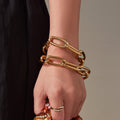 Chunky Paperclip Link Necklace Bracelet Gold Steel view 4