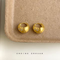 Brushed Gold And Silver Tone Teardrop Chunky Hoop Earrings view 4