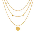 Triple Layer Good Luck Disc Pendant Necklace Three Tones view 5