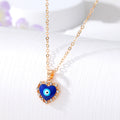Gold and Silver Tone Heart and Geometric Evil Eye Pendant Necklaces view 7