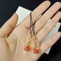 Red Rose Enamel Phone Strap Charm with Gold Tone Hardware view 2