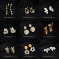 Gold Clip-On Ear Cuffs Assorted Pearl Floral Geometric Mix view 3