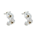 Silver Tone Clear Crystal Cluster Huggie Hoop Earrings For Women view 5