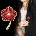 Red Gold Tone Poppy Flower Crystal Enamel Metal Brooch Pin view 4