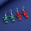 Silver Tone Crystal Flower Drop Openwork Crystal Five Designs Metal Dangle Earrings view 3