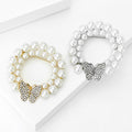 Pearl Wreath Brooch with Crystal Butterfly in Two Tones view 3