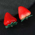 Fuzzy Strawberry Charm Pendant with Green Leaf Cap Two Colors view 1