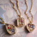 Glass Locket Jewelry With Silver And Gold Tone Frames view 1