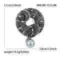Black Crystal Scroll Ring Brooch With Hanging Gray Pearl view 5