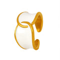 Gold Open Ring White Enamel Geometric Wave Band Size 7 view 5