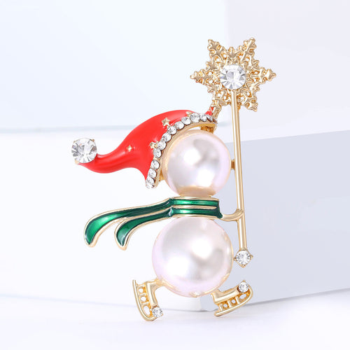 Close-up product view showing the colors and surface details of the snowman brooch