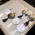 Shell Disc Shell Stud Tassel Earrings Pendant Necklaces Four view 2