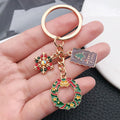 Wreath Snowflake and Christmas Tree Enamel Charm Keychain view 2