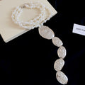 Pearl Necklace with Textured Oval Links in Gold and Silver view 2