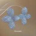 Silver Tone Textured Four Petal Flower Stud Earrings view 4