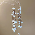 Heart Top Colorful Chip Long Tassel Stud Earrings Statement Pair view 7