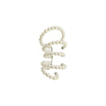 White Pearl Multi Row Ear Cuff Clip Earrings With Curved Profile view 5