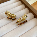 Gold Star Pearl Necklace Stud Earrings Tiger Eye Beads view 7