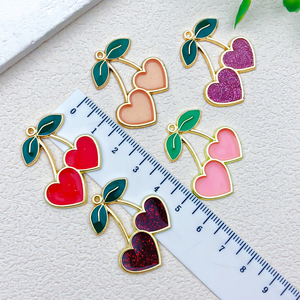 Acrylic Cherry Fruit Charm Pendant for DIY Earrings Necklace Keychain Jewelry Making