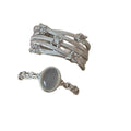 Silver Multi Band Ribbed Crystal Open Stack Ring Style view 5
