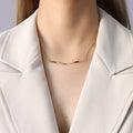 Twisted Smile Bar Pendant Necklace Gold Tone Chain view 3