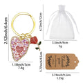 Happy Valentines Heart Keychain Gold Ring Rose Charm view 2