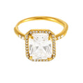 Large Clear Zircon Halo Open Ring Stainless Gold Or Steel Size 7 view 5
