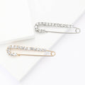 Crystal Safety Pin Brooch In 2 Color Variants For Jackets and Scarves view 1