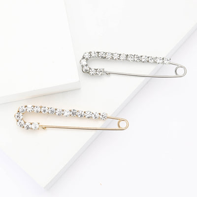 Crystal Safety Pin Brooch group view