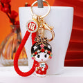 Chinese Opera Character Keychains with Pom Poms and Bare Wrist Loops view 6