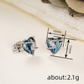 Gray Marbled Heart Stud Earrings in Silver Tone Polished Metal Jewelry view 4