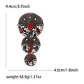 Antique Tone Disc Drop Brooch with Red and Green Stones view 5