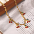 Red Crystal Cherry Charm Necklace and Bracelet Collection view 2
