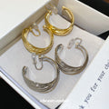 Twisted Wire Open C Hoop Clip On Earrings Statement Pair view 3