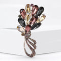 Crystal Flower Bouquet Brooch with Looping Stem for Jackets, Coats, and Scarves view 3